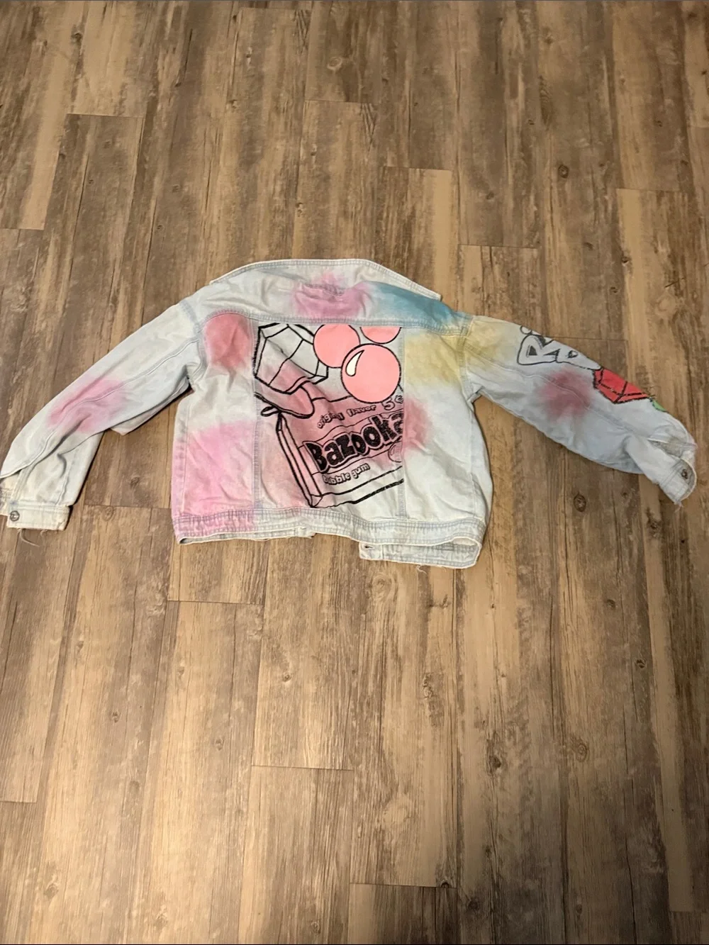 Justice Light Wash Denim Jacket and Jeans Set with Pink, Blue, Yellow Accents